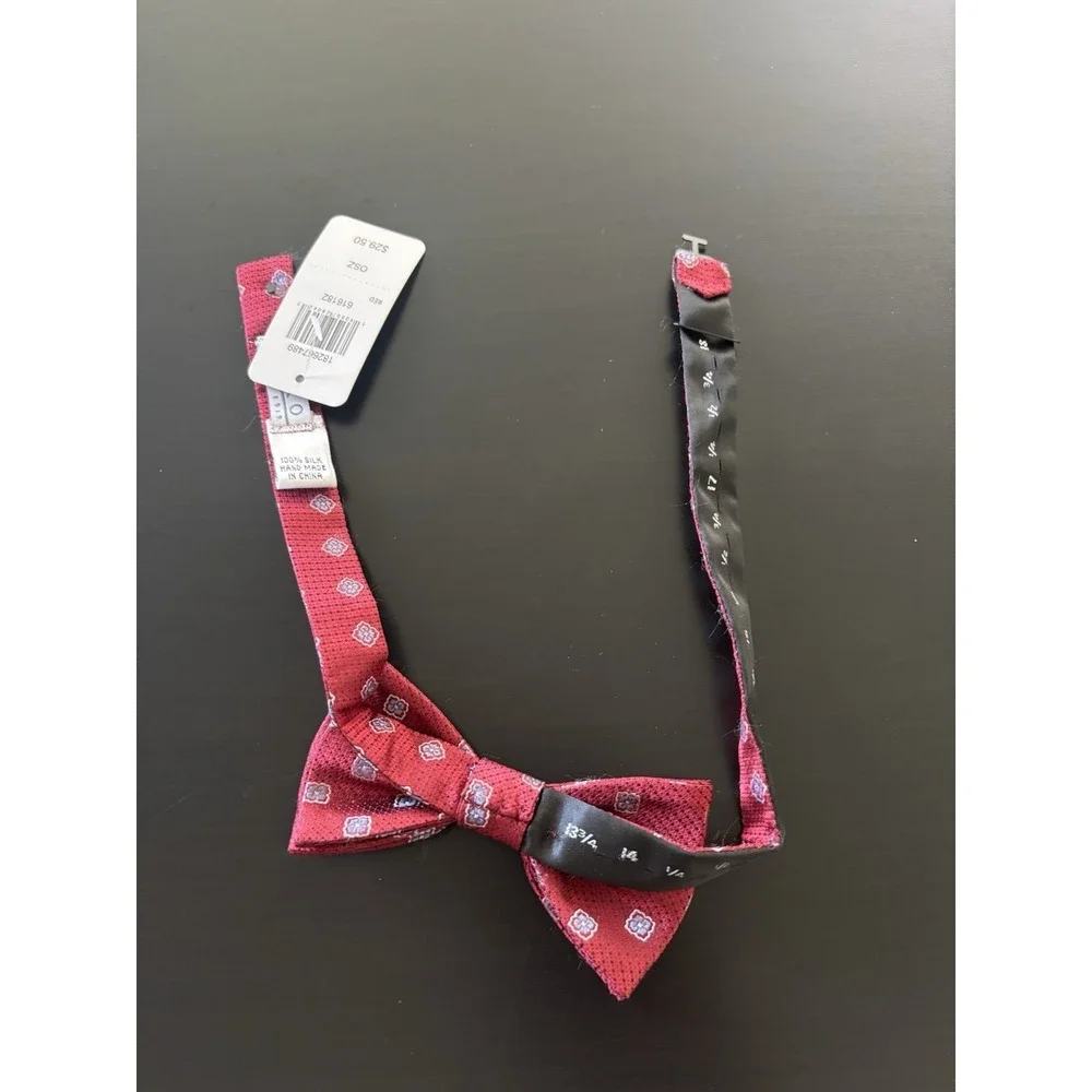 Enro 1919‎ Men's Bow Tie OS Adjustable Strap Red Blue Floral NWT